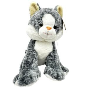 BEAR FACTORY NWT Tahla the Tabby Cat Gray White Plush‎ Stuffed Animal 14" 2001